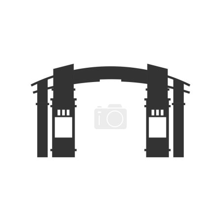 Illustration for Village Welcome Gate Icon. Silhouette of Traditional Gates or "Gapura" in Indonesian - Royalty Free Image