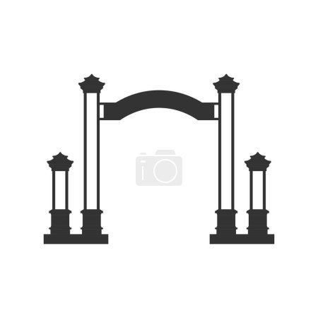 Illustration for Village Welcome Gate Icon. Silhouette of Traditional Gates or "Gapura" in Indonesian - Royalty Free Image