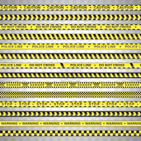 Illustration for Yellow Tape. Police Line, Caution, Do not Cross, Danger, Stop, Warning - Royalty Free Image