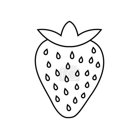 Illustration for Strawberry Line Art Vector. Coloring book of Healthy Berry Black and White - Royalty Free Image