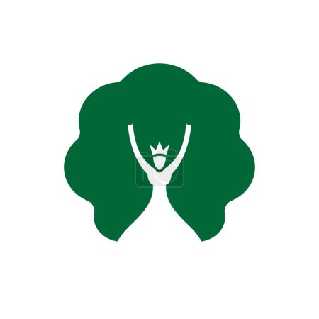Téléchargez les illustrations : Logo Princesse Arbre. Combinaison de plantes, Couronne, Femme ou Reine - en licence libre de droit