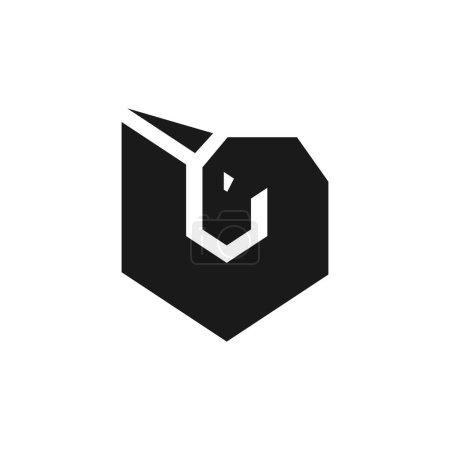 Ilustración de Logo Combinación Unicornio y Escudo, Cabeza de Caballo U + con cuerno. moderno mínimo - Imagen libre de derechos