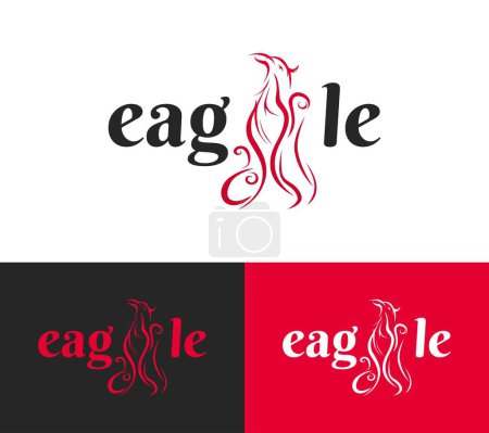 Téléchargez les illustrations : Illustration d'art de ligne de brosse de logo d'oiseau d'aigle - en licence libre de droit
