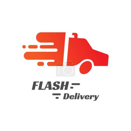 Illustration for Flash Truck Delivery Logo. Container Transportation with Fast Effect Templete for Shipping Business - Royalty Free Image