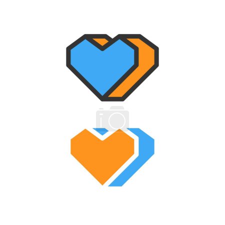 Illustration for Geometry 3D Heart Logo. Love Design Symbol - Royalty Free Image