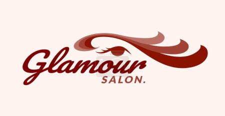 Illustration for Glamor beauty salon logo design. silhouette of woman elegant logo design - Royalty Free Image