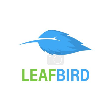 Illustration for Simple logo combination of hummingbird with leaves. bird - Royalty Free Image