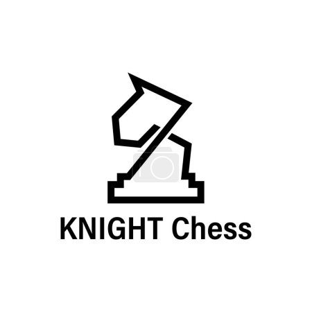 Illustration for Knight of Chess Pieces Symbol Logo. Line art of Game or Contest - Royalty Free Image