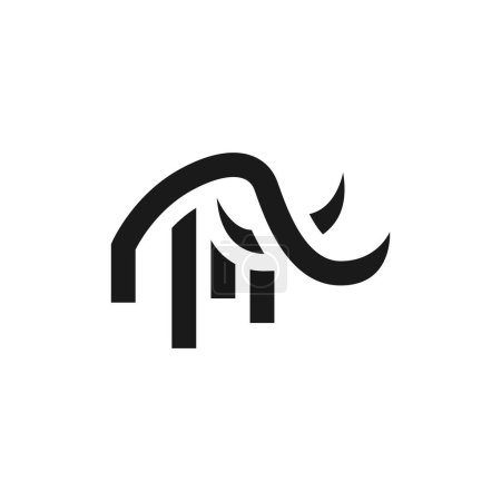 Ilustración de Logotipo de elefante de línea. Mamut 3d Símbolo mínimo moderno - Imagen libre de derechos