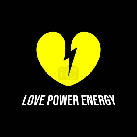 Ilustración de Love Power Energy Symbol. Corazón y destello del logotipo del rayo. fuente de energía eléctrica y recursos - Imagen libre de derechos