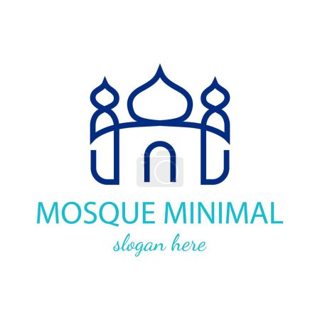 Téléchargez les illustrations : Modèle de logo moderne de ligne de mosquée pour les entreprises. Conception de bâtiment musulman Monoline - en licence libre de droit
