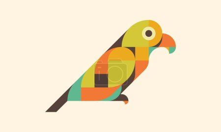 Illustration for Simple Geometric flat design of parrot lovebird illustrations - Royalty Free Image