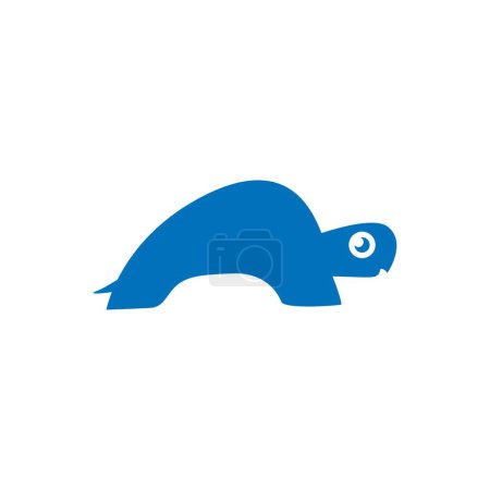 Ilustración de Lindo logotipo de tortuga azul, tortuga mínima icono animal silueta de la ilustración - Imagen libre de derechos