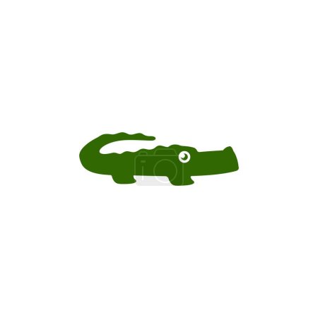 Illustration for Cute green crocodile logo illustration. alligator icon cartoon character with the tail facing up - Royalty Free Image