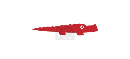 Téléchargez les illustrations : Mignon crocodile vert logo illustration. personnage de dessin animé icône alligator avec la queue longue. rivière et reptil marin - en licence libre de droit