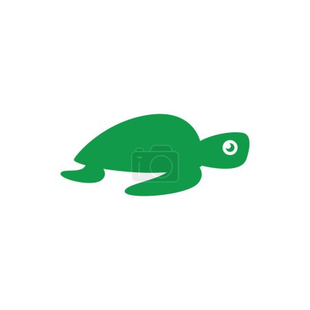 Ilustración de Lindo logotipo verde tortuga marina, animal icono ilustración - Imagen libre de derechos
