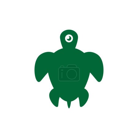 Téléchargez les illustrations : Mignon logo tortue verte, illustration icône animal tortue d'en haut - en licence libre de droit