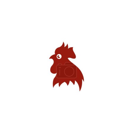 Ilustración de Lindo gallo rojo cabeza logotipo ilustración, animal de granja de carácter de dibujos animados laterales - Imagen libre de derechos