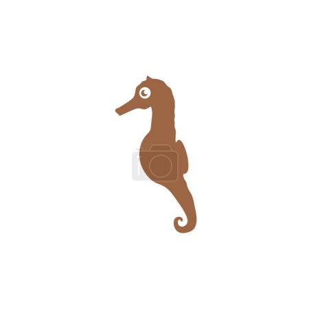 Téléchargez les illustrations : Mignon hippocampes brun logo illustration. personnage de dessin animé - en licence libre de droit