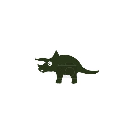 Illustration for Cute green triceratops logo illustration, baby dinosaur cartoon character - Royalty Free Image