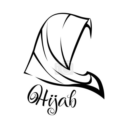 Illustration for Hijab logo and symbol icon vector illustration design. People Head From Side Line Art - Royalty Free Image