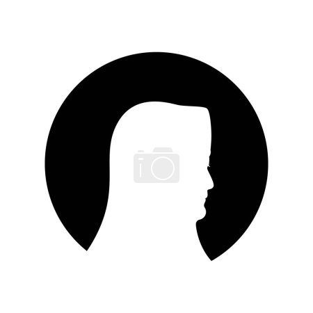 Illustration for Muslim Hijab Fashion Logo Silhouette Black and White Negative Space - Royalty Free Image