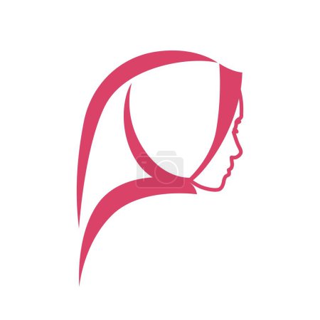 Téléchargez les illustrations : Logo Hijab rose de côté pour le magasin de mode, les affaires, les entreprises et la production créative - en licence libre de droit