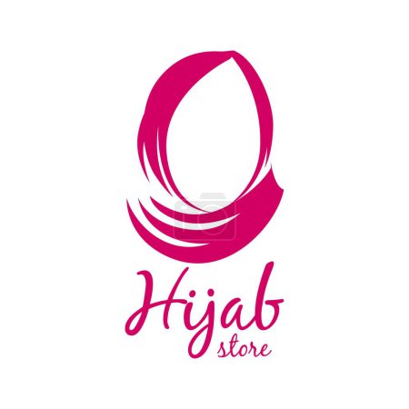 Téléchargez les illustrations : Modèle de vecteur de logo Hijab rose. Magasin de mode musulman - en licence libre de droit