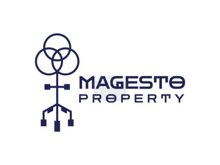 Illustration for Real Estate, Property Agent Logo. Key House Symbol - Royalty Free Image