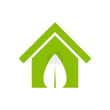 Illustration for Eco House Icon or Eco Friendly Home Usage Logo - Royalty Free Image