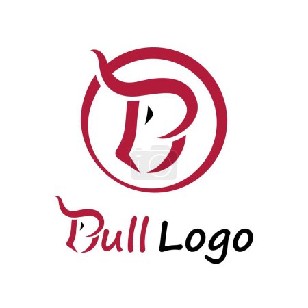 Illustration for Letter B for Bull Design Logo. Initial Typography Vector Symbol - Royalty Free Image