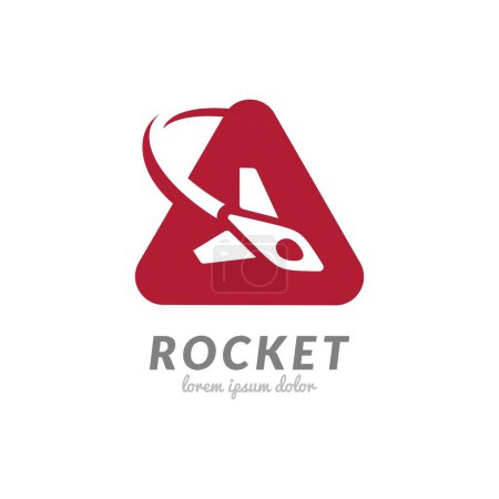 Ilustración de Logo del cohete. En la letra A o triángulo vuela un avión - Imagen libre de derechos