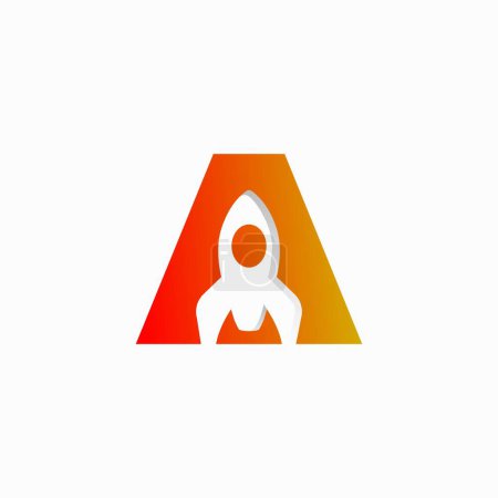 Photo for Rocket and Letter A Logo Template. Combined, Negative, Typography Style Design - Royalty Free Image