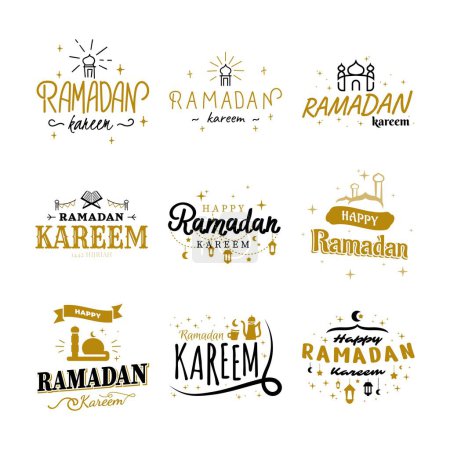Téléchargez les illustrations : Collection de modèles vectoriels Ramadan Kareem. Joyeux Aïd Moubarak Typographie et Aïd Al Fitr Lettrage 24 - en licence libre de droit