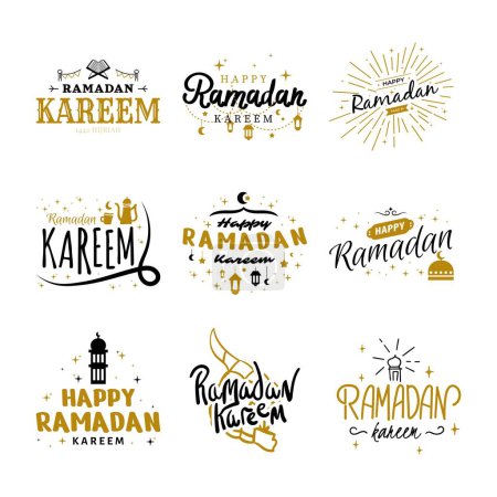 Téléchargez les illustrations : Collection de modèles vectoriels Ramadan Kareem. Joyeux Aïd Moubarak Typographie et Aïd Al Fitr Lettrage 24 - en licence libre de droit