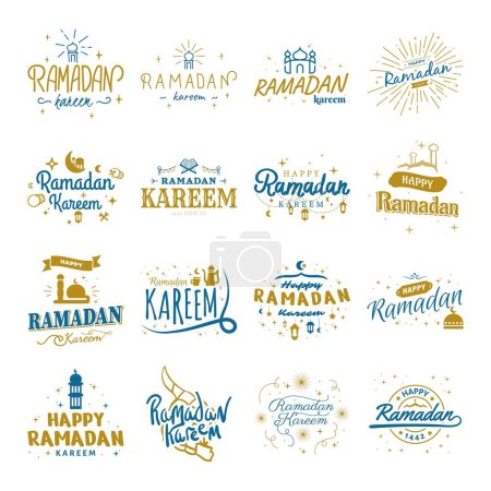 Téléchargez les illustrations : Collection de modèles vectoriels Ramadan Kareem. Happy Eid Moubarak Typographie 12 - en licence libre de droit