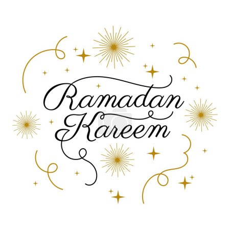 Illustration for Ramadan Kareem Vector Template. Typography and Lettering Handmade with object badge for Islamic Holy Holiday. Muslim tradition Calligraphy, hand writting Concept 8 - Royalty Free Image