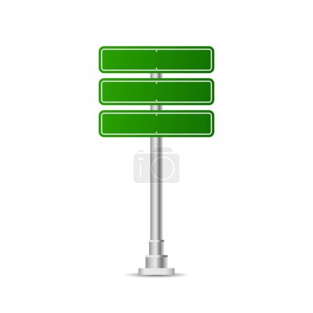 Illustration for Realistic Green street and road signs. City illustration vector. Street traffic sign isolated, signboard or signpost direction image - Royalty Free Image