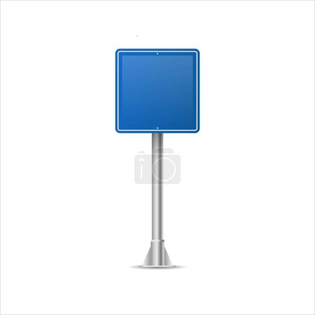 Illustration for Realistic Blue street and road signs. City illustration vector. Street traffic sign mockup isolated, signboard or signpost direction mock up image - Royalty Free Image