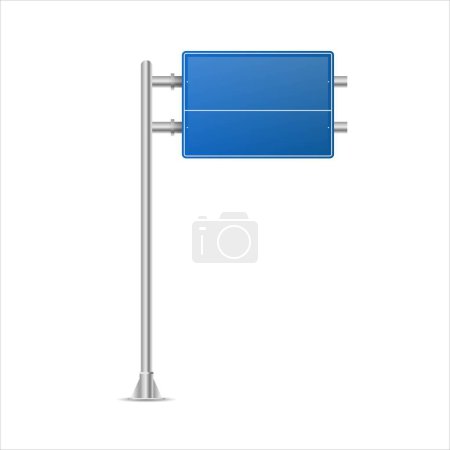 Illustration for Realistic blue street and road signs. City illustration vector. Street traffic sign mockup isolated, signboard or signpost direction mock up image - Royalty Free Image