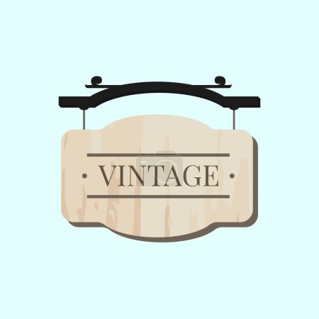 Illustration for Vintage Wood Outdoor Signage. Vector wood texture outdoor Signboard template - Royalty Free Image