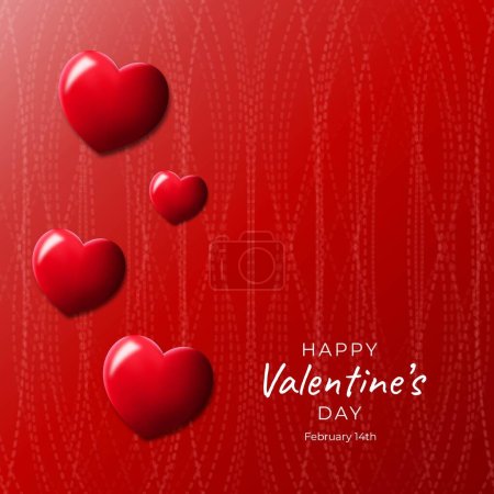Téléchargez les illustrations : Fond de Saint-Valentin réaliste pour les médias sociaux post et carte de vœux - en licence libre de droit