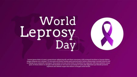 Illustration for World Leprosy Day Template. Banner on Purple Background - Royalty Free Image