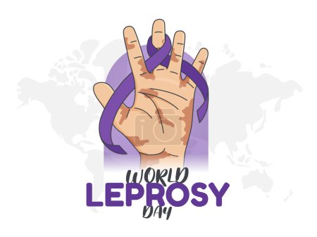 Illustration for World Leprosy Day Vector Illustration Symbol. Healthcare Leprosy Design. Awareness Concept with Purple Ribbon - Royalty Free Image