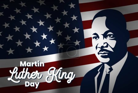 Ilustración de Martin luther king jr. día Concepto con Bandera de EE.UU. Fondo e Ilustración de Fotos - Imagen libre de derechos