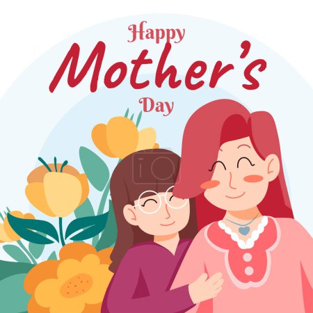 Illustration for Happy Mother's Day Flat Illustration Concept - Royalty Free Image