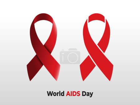 Illustration for Red Ribbon Vector. Red Gradient 3D AIDS Ribbon. Simple Ribbon Flat Icon World AIDS Day Vector - Royalty Free Image
