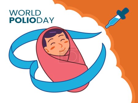 Ilustración de Concepto del Día Mundial de la Polio. Ilustración de la inmunización del bebé - Imagen libre de derechos