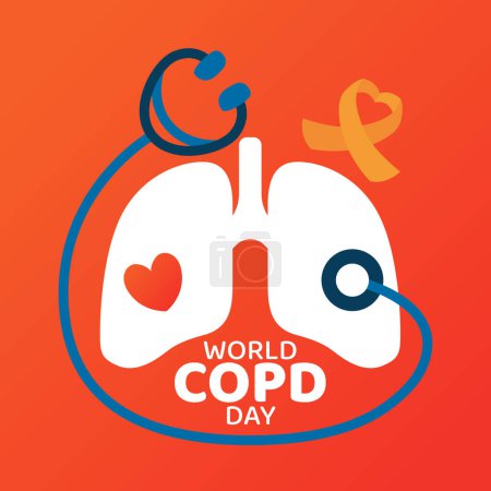 Téléchargez les illustrations : Illustration de la Journée mondiale de la MPOC Maladie pulmonaire obstructive chronique - en licence libre de droit