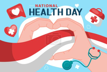 Ilustración de Flat Día Nacional de la Salud de Indonesia - Imagen libre de derechos